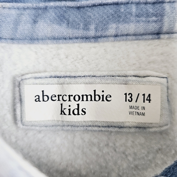 Abercrombie Kids Hooded Cotton Blend Sweatshirt - Blue, White, Gray - Picture 4 of 11